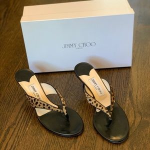 Jimmy Choo Brown Leopard Print Pony Slide